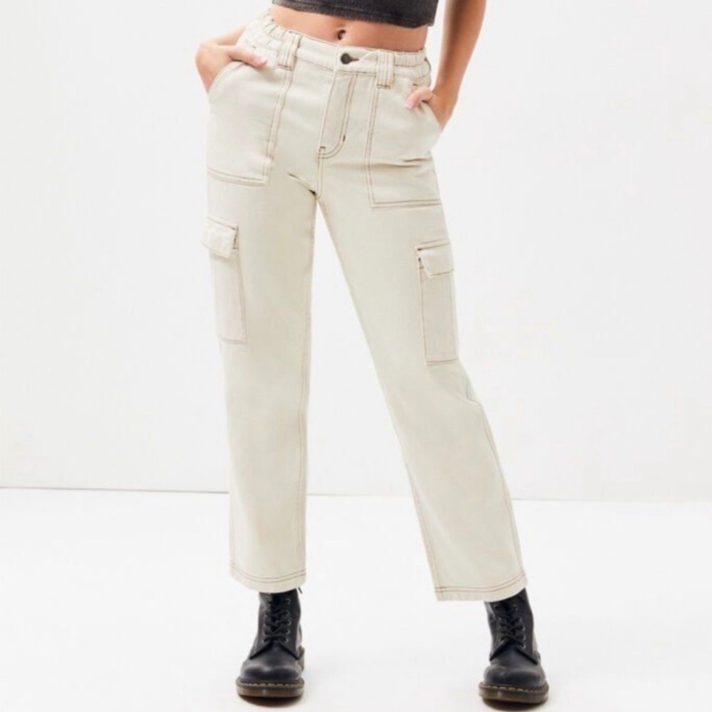 Pacsun Women's Utility Cargo Pants, Off White - Picture 8 of 8